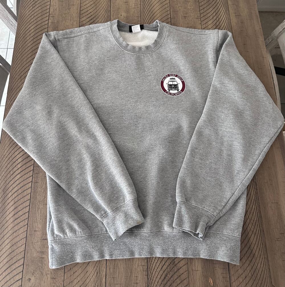 Jacks Surf Shop California VW Bus Surfboard Gray Crewneck Sweatshirt Medium